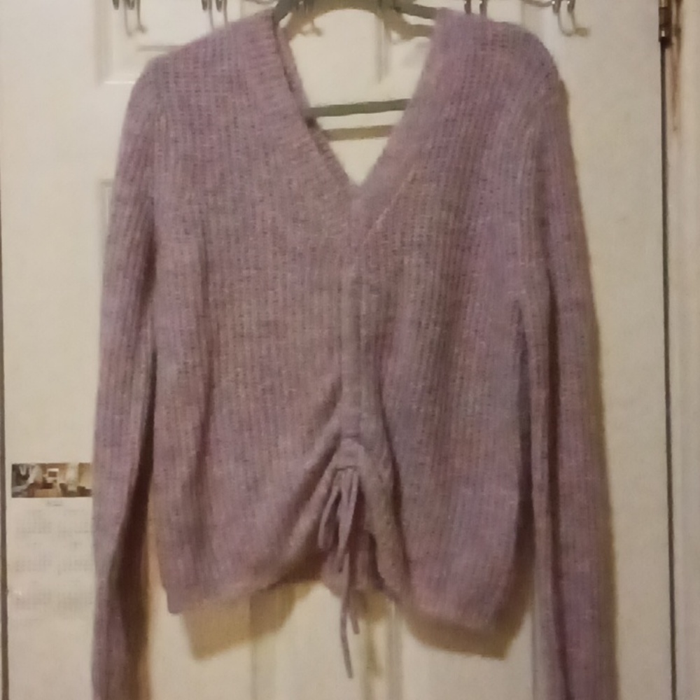 Mauve and Purplish Grey tie sweater